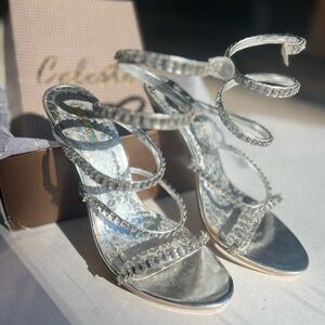 Celeste Shimmering Silver Heels